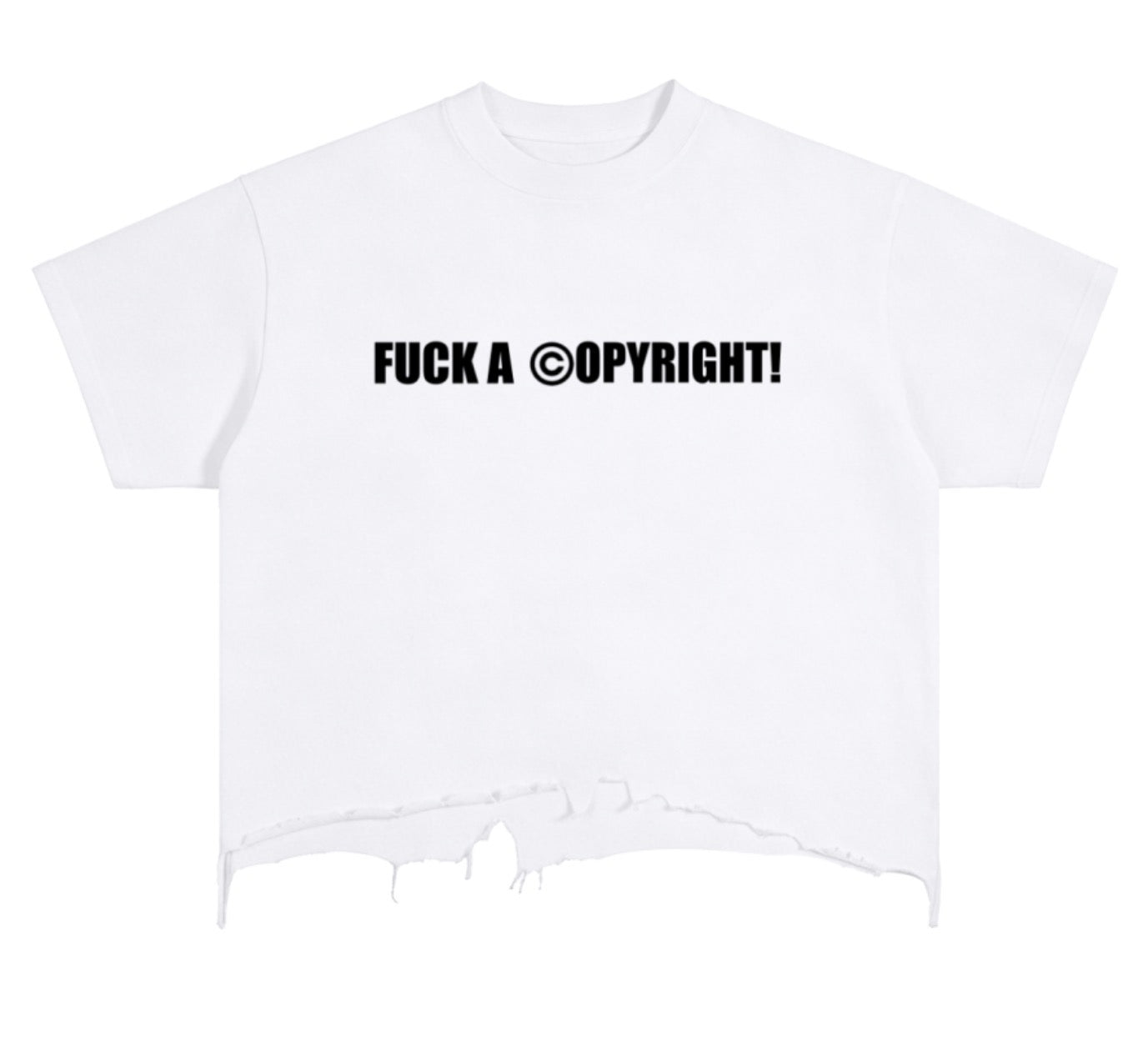 Fuck Copyright Distressed Tee — Black Colorway