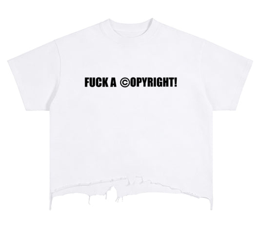Fuck Copyright Distressed Tee — Black Colorway