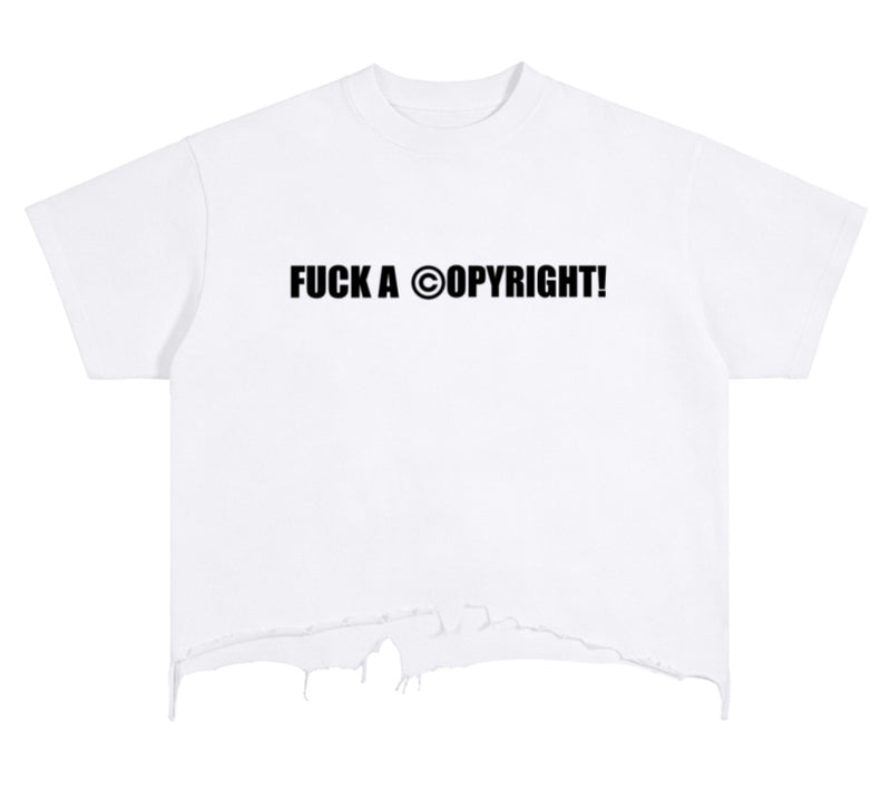 Fuck Copyright Distressed Tee — Black Colorway